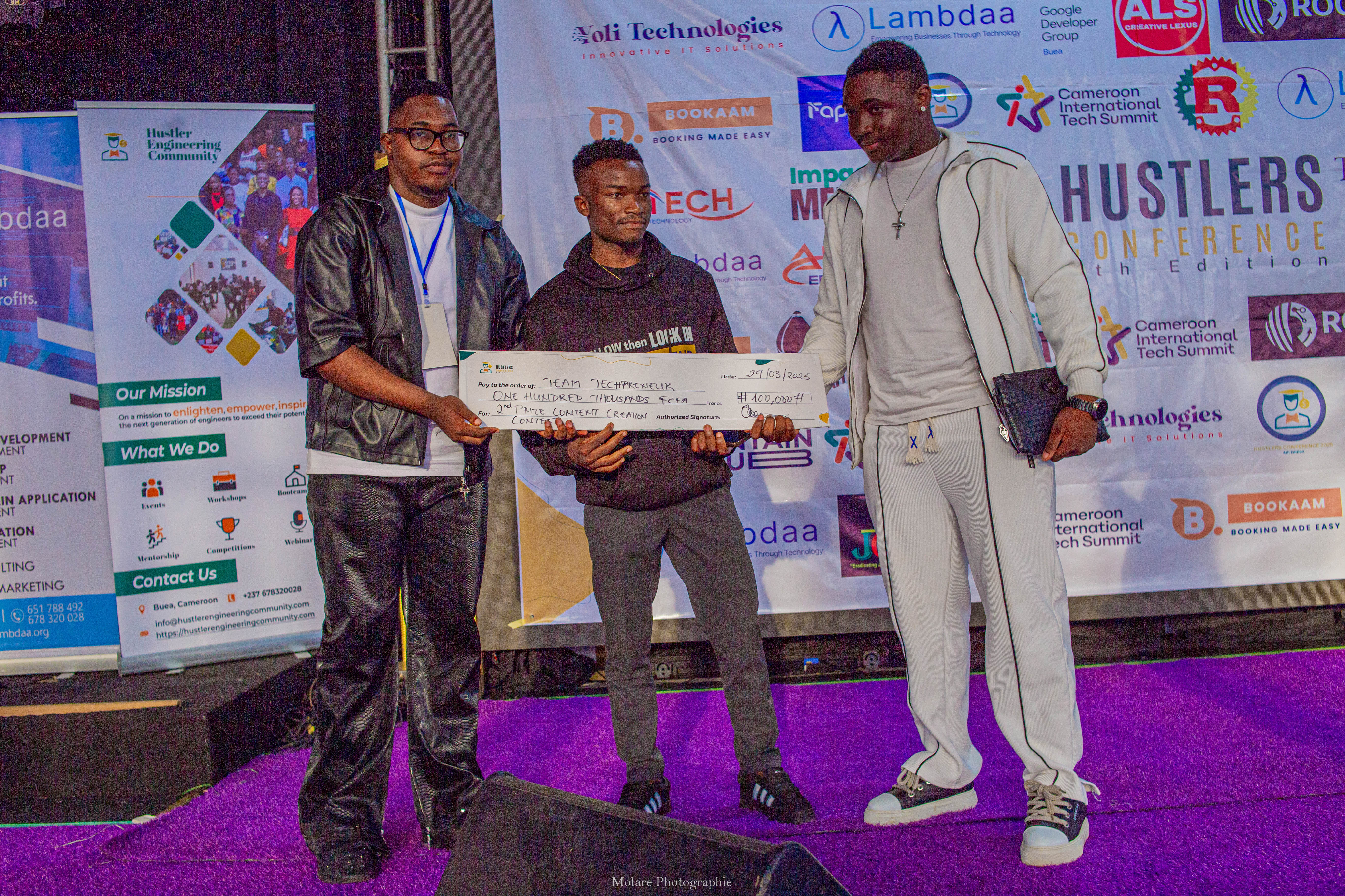 Team Techpreneur receiving second prize for the Content Creation Contest